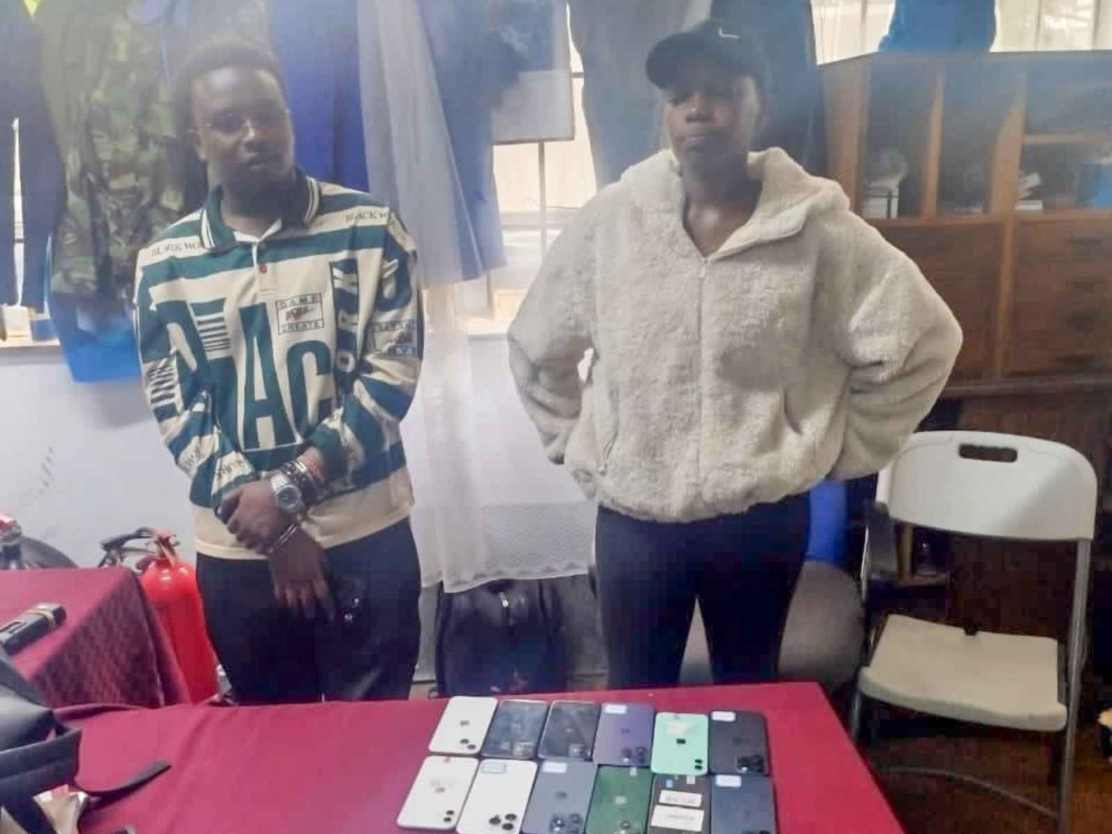 File image of two suspects arrested in Nairobi CBD.